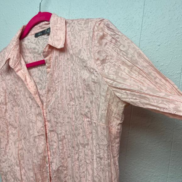 Apt.9 Embroidered Eyelet Soft Girl Fairy Prairie Cottage Pink Top Womens Medium - Picture 7 of 14